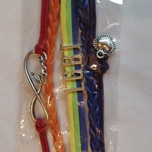 2/$15 NWT Rainbow Bracelet LGBT Love Heart Lobster Claw Clasp PRIDE